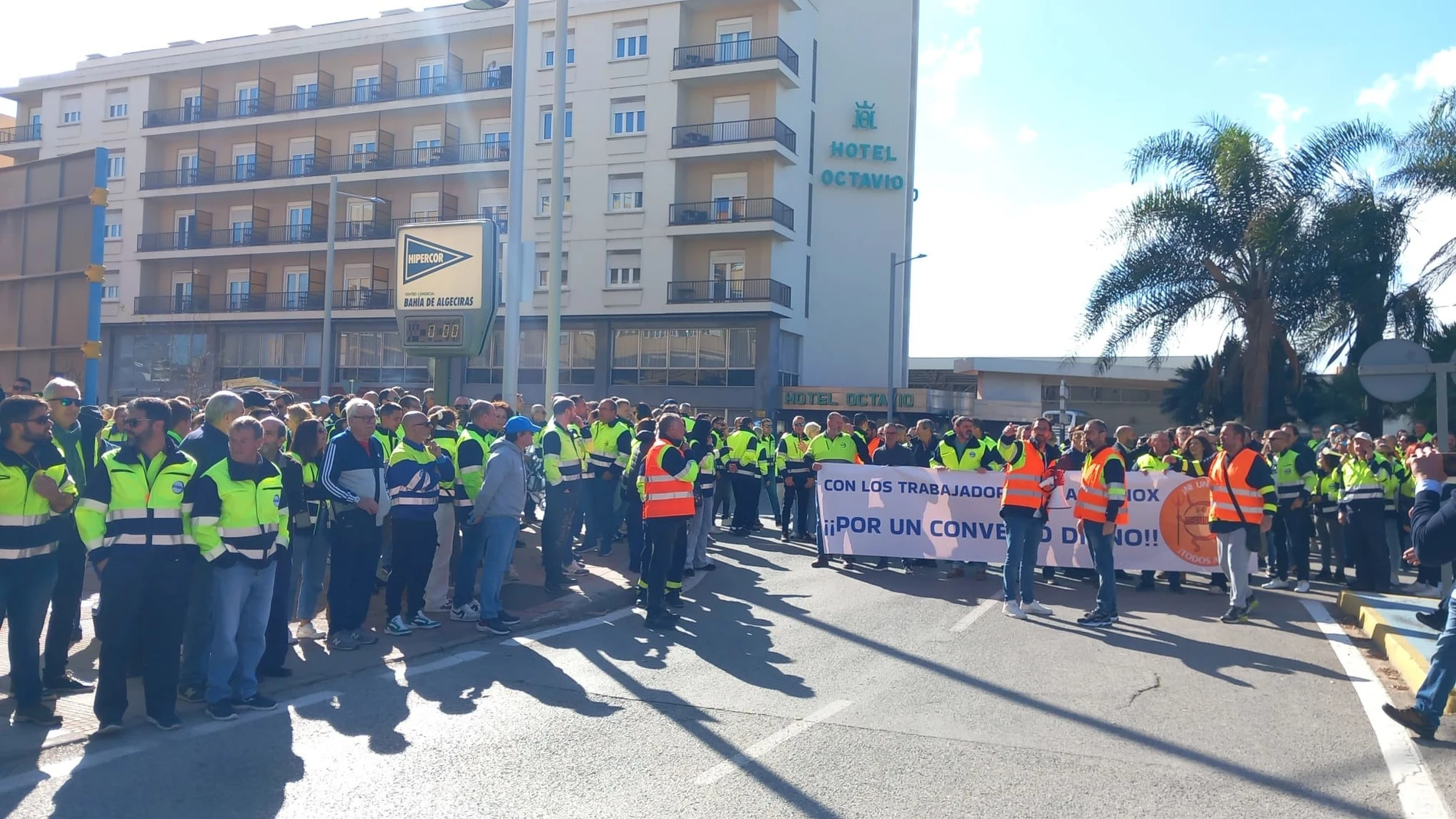 Trabajadores de Acerinox en la manifestación de Algeciras.EUROPA PRESS29/02/2024
