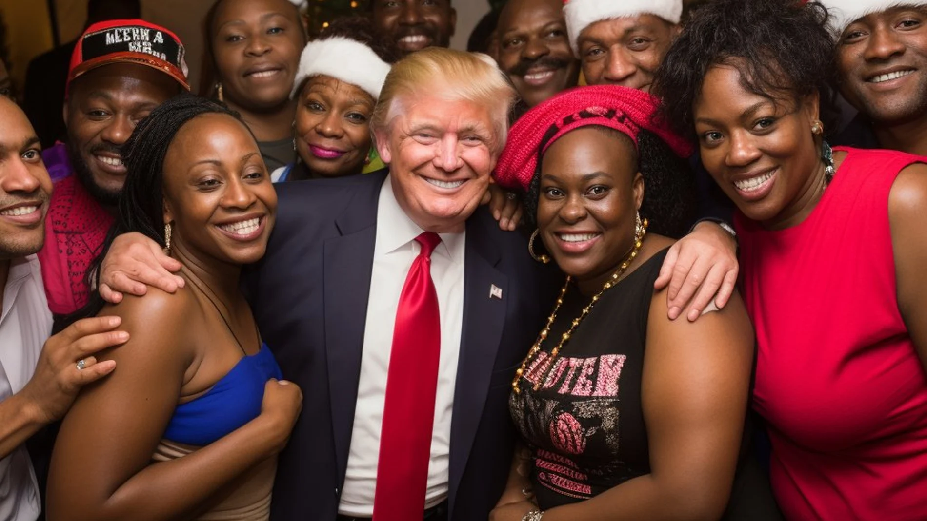 Imagen generada por IA de Donald Trump en una fiesta con afroamericanos