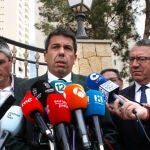El presidente de la Generalitat Valenciana, Carlos Mazón, hoy en el lugar del incendio en La Vila Joiosa (Alicante).