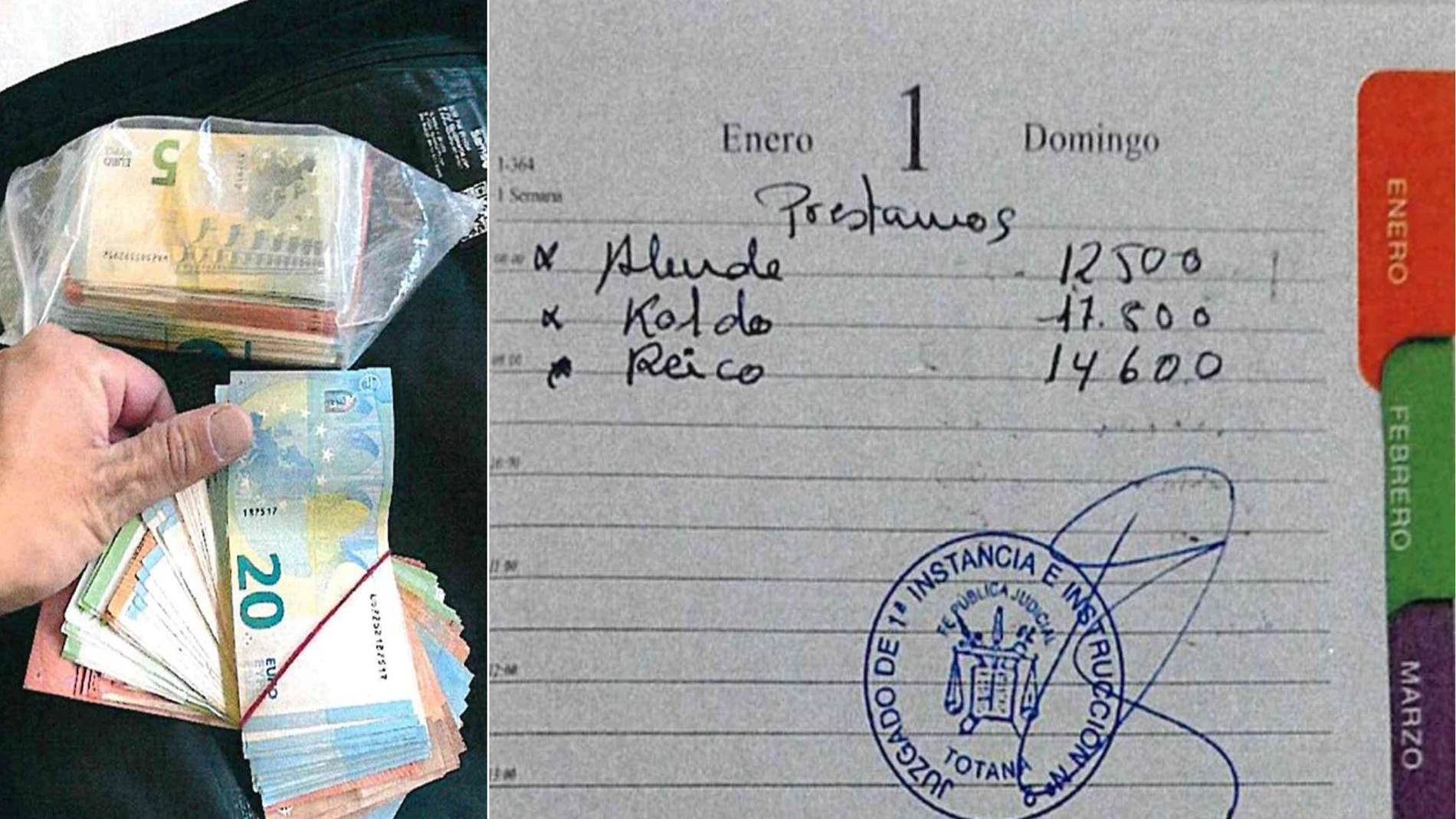 En la vivienda de uno de los detenidos, Rogelio Pujalte, fue intervenido un papel donde consta una anotación que dice 'Koldo 17.800'.