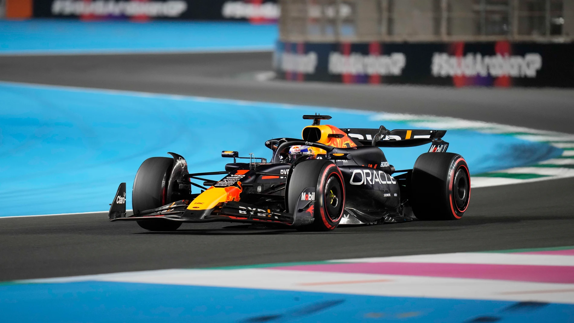 Red Bull driver Max Verstappen of the Netherlands steers his car during the qualifying session ahead of the Formula One Saudi Arabian Grand Prix at the Jeddah Corniche Circuit in Jeddah, Saudi Arabia, Friday, March 8, 2024. Saudi Arabian Grand Prix will be held on Saturday, March 9, 2024. (AP Photo/Darko Bandic)