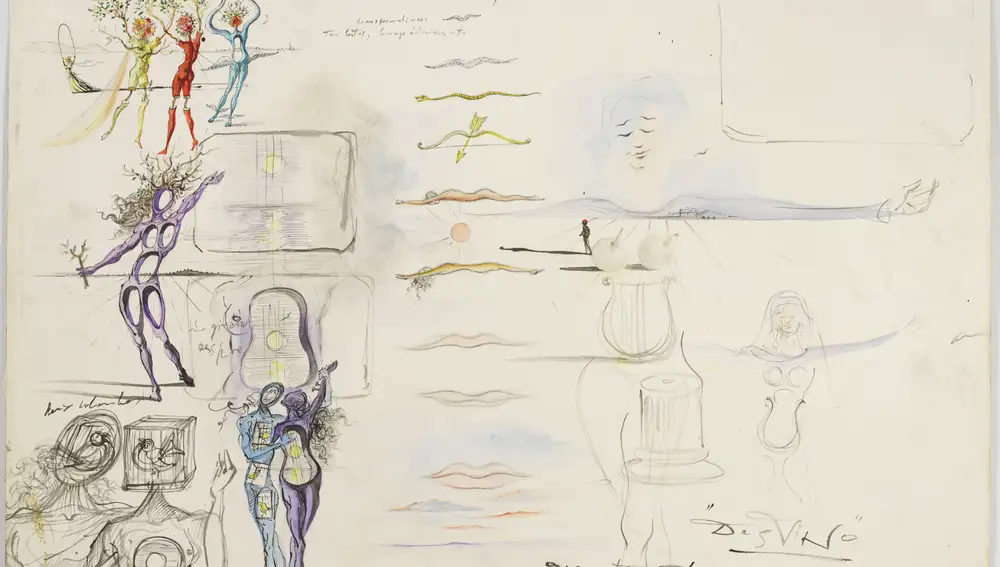 "Destino. Estudio de personajes", dibujo de Salvador Dalí