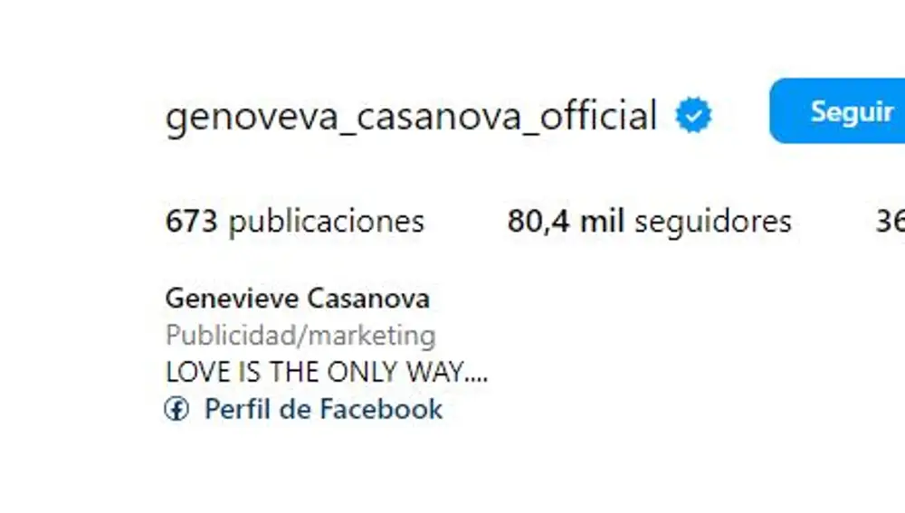 Página de Instagram de Genoveva Casanova