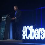 El consejero de Presidencia, Antonio Sanz, durante su intervención en la inauguración del III Congreso de Ciberseguridad de Andalucía