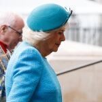 Britain's Queen Camilla arrives for the annual Commonwealth Day Service of Celebration at Westminster Abbey in London