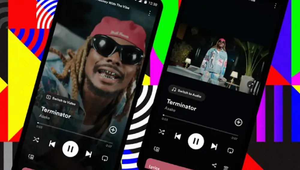 Reproducción de un vídeo musical en Spotify.