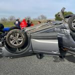 Estado en el que quedó el vehículo siniestrado en la A-6 tras el accidente que se saldó con un muerto y dos heridos