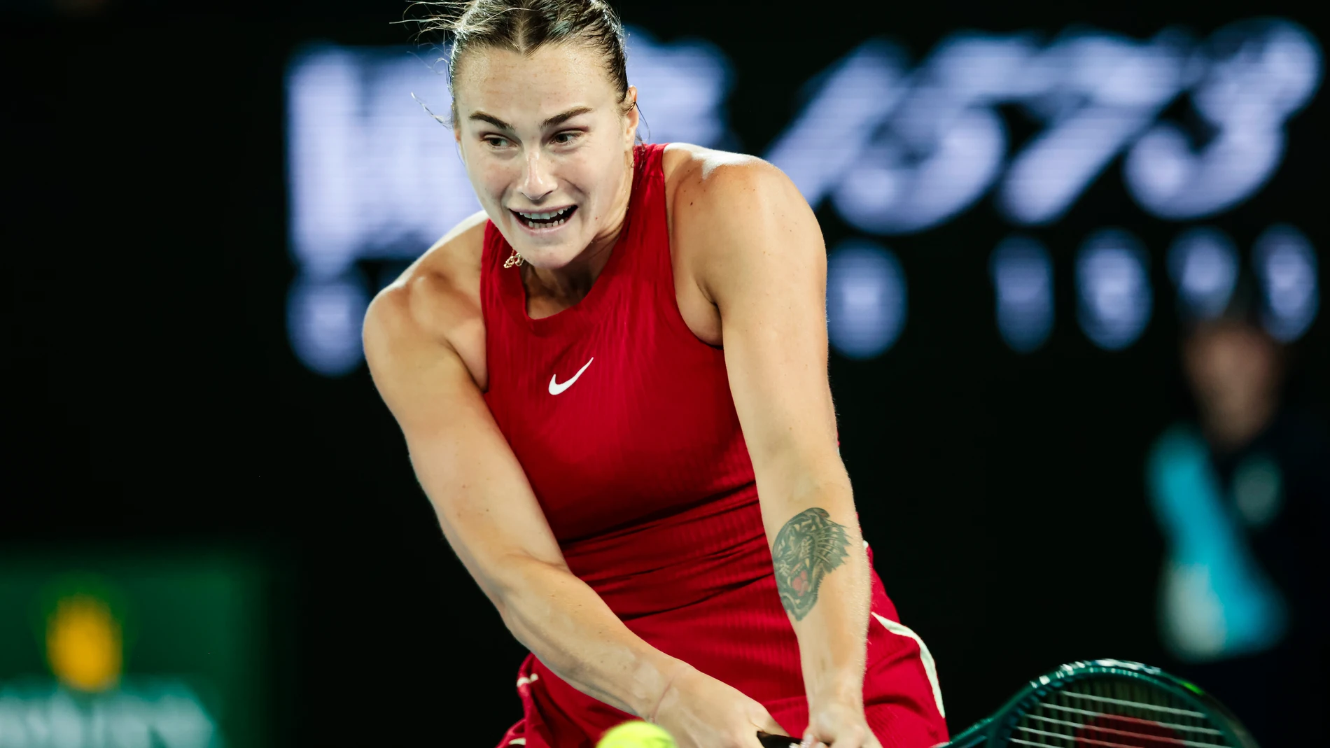 FILED - 15 January 2024, Australia, Melbourne: Belarus tennis player Aryna Sabalenka in action against Germany's Ella Seidel during the Women's singles 1st round match of the Australian Open. The boyfriend of twice grand slam winner Aryna Sabalenka, Konstantin Koltsov, has died at the age of 42. Photo: Frank Molter/dpa (Foto de ARCHIVO) 15/01/2024 ONLY FOR USE IN SPAIN