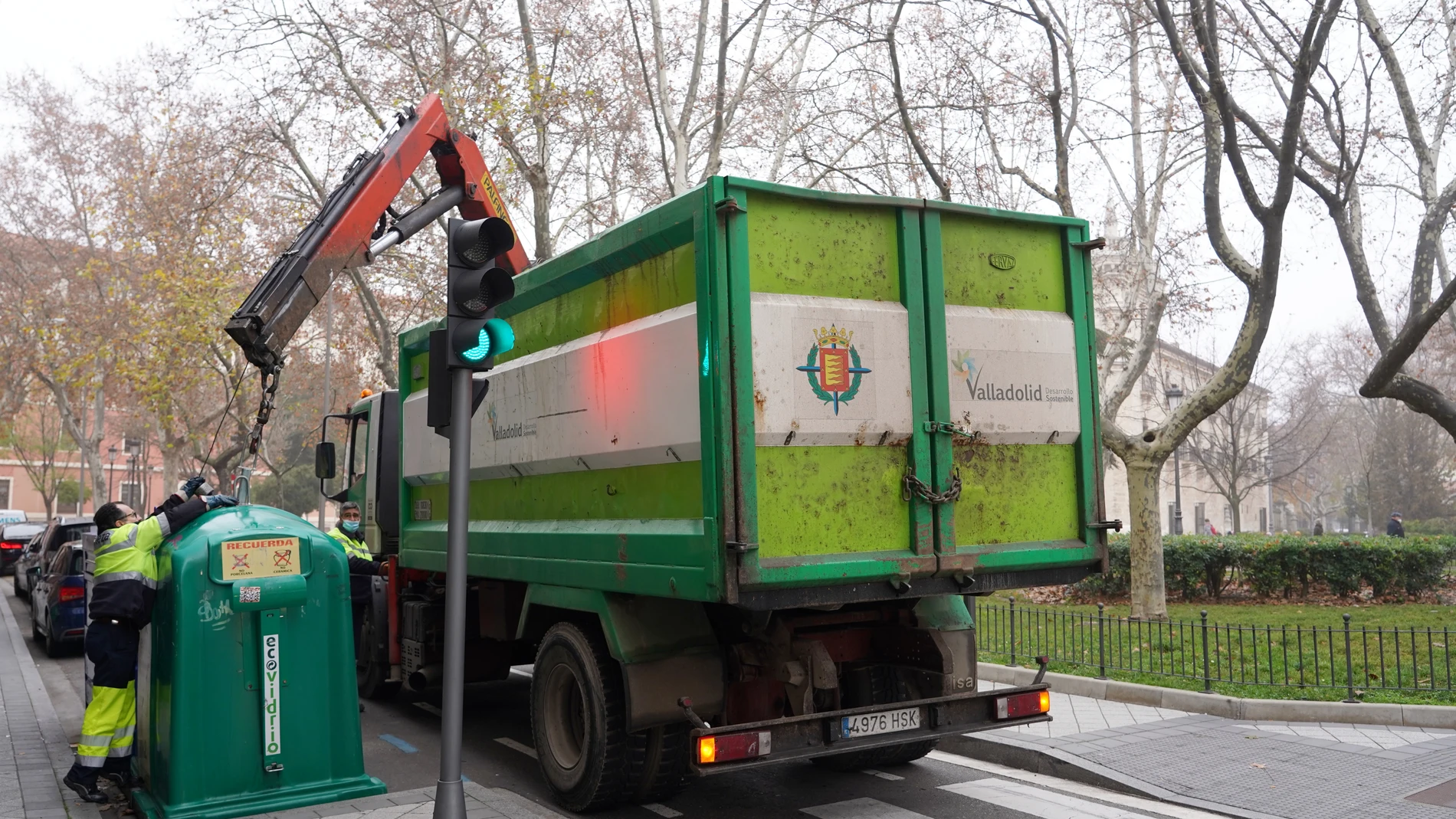 Camión de reciclaje de vidrio de Valladolid