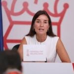 La consellera de Hacienda, Economía y Administración Pública y portavoz del Consell, Ruth Merino, informa de los asuntos tratados en la reunión del Pleno del Consell