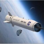 Representación gráfica de misil hipersónico AGM-183A de respuesta rápida lanzado desde el aire