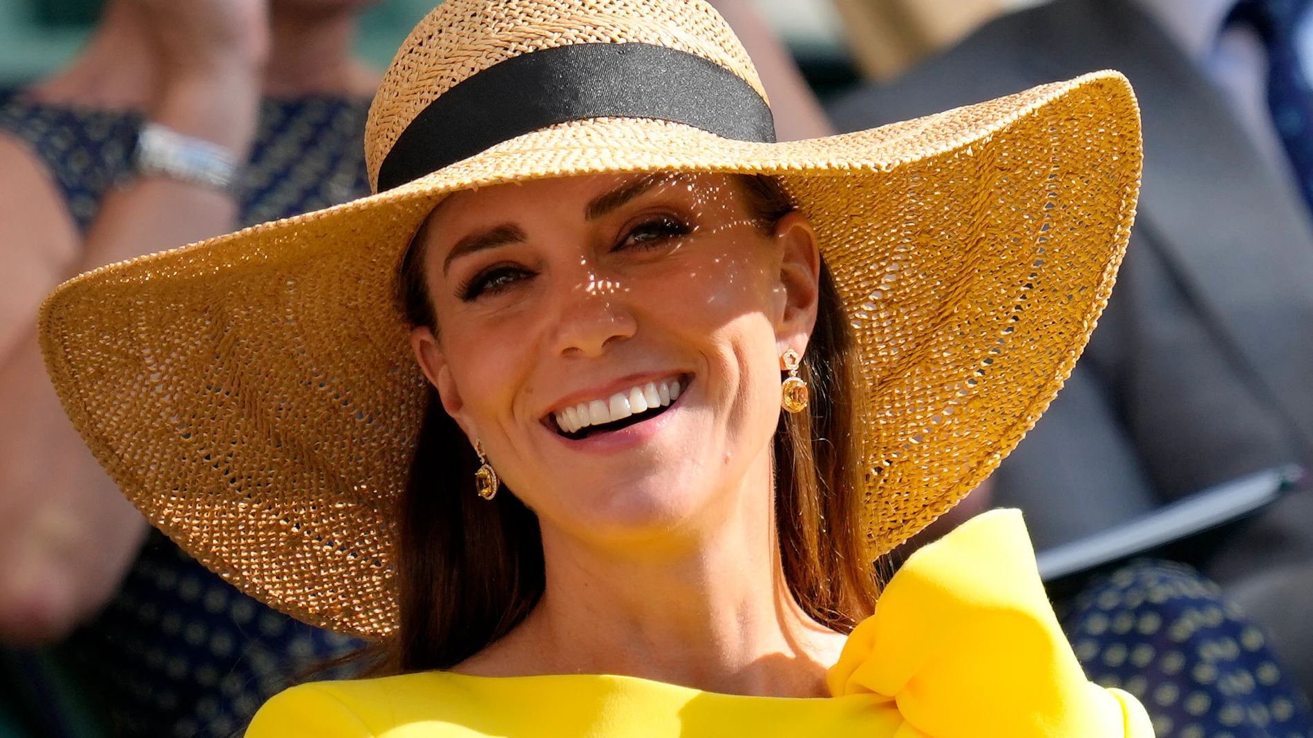 Britain's Kate, Duchess of Cambridge watches Mate Pavic and Nikola Mektic of Croatia play Matthew Ebden and Max Purcell of Australia in the final of the men's doubles on day thirteen of the Wimbledon tennis championships in London, Saturday, July 9, 2022. (AP Photo/Kirsty Wigglesworth, File)