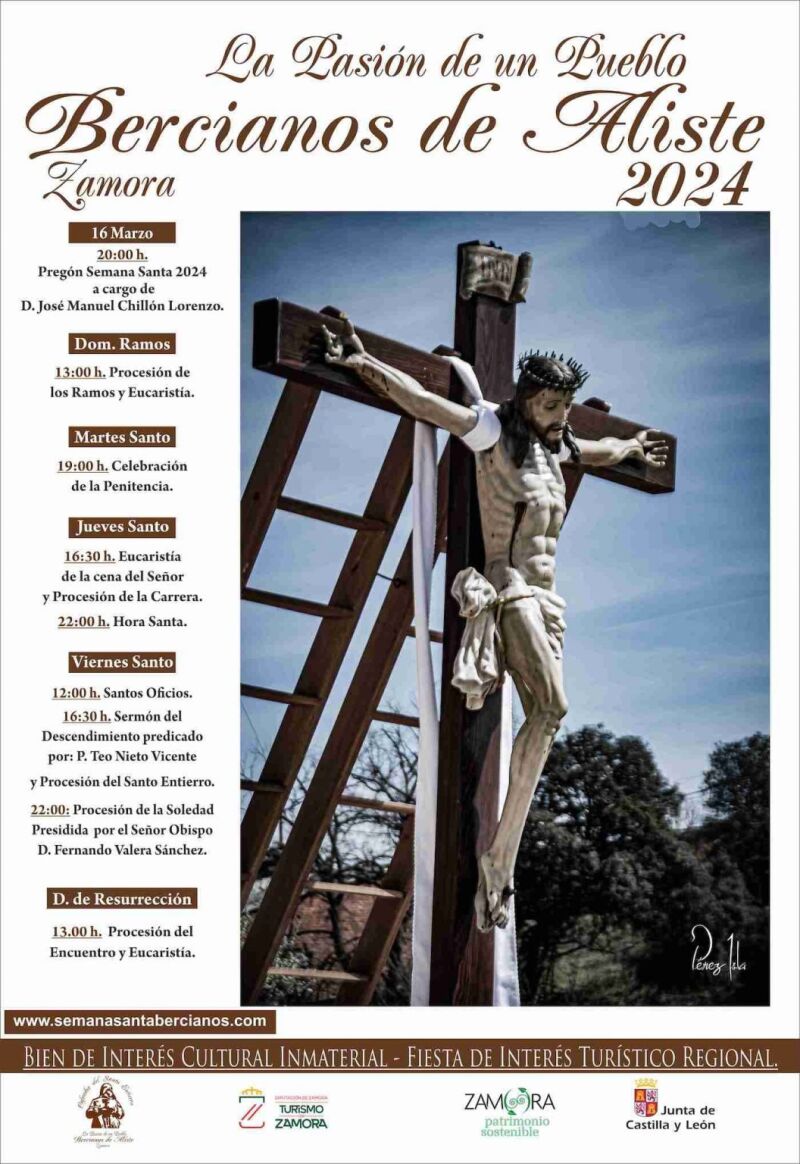 Cartel con la programación de Semana Santa en Bercianos de Aliste
