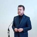 El presidente de la Generalitat, Pere Aragonès, en declaraciones tras visitar el Barnahus de Vilanova i la Geltrú (Barcelona)