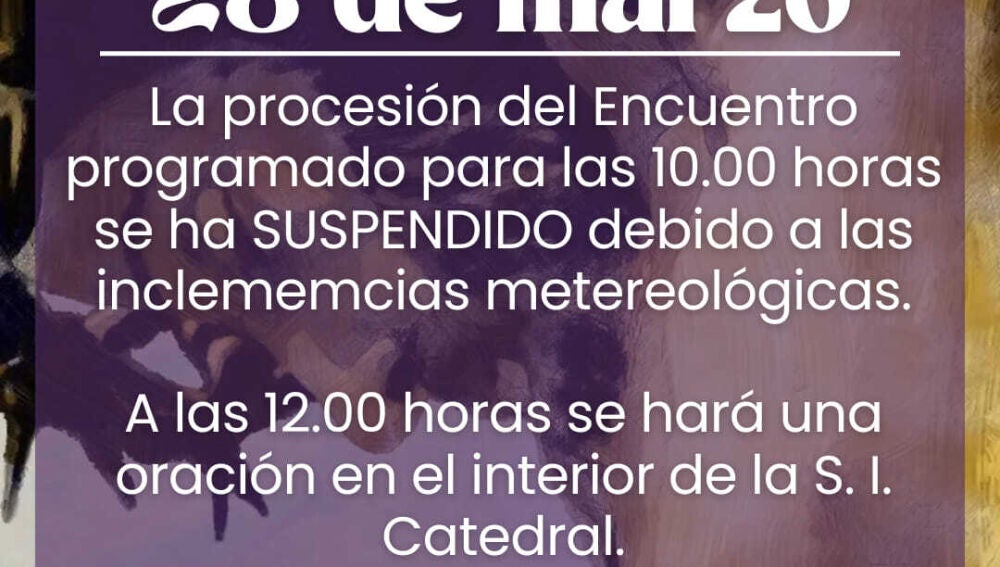La procesión del Encuentro de Albacete suspendida por las lluvias