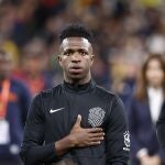 Vinicius, antes del partido contra el racismo entre España y Brasil