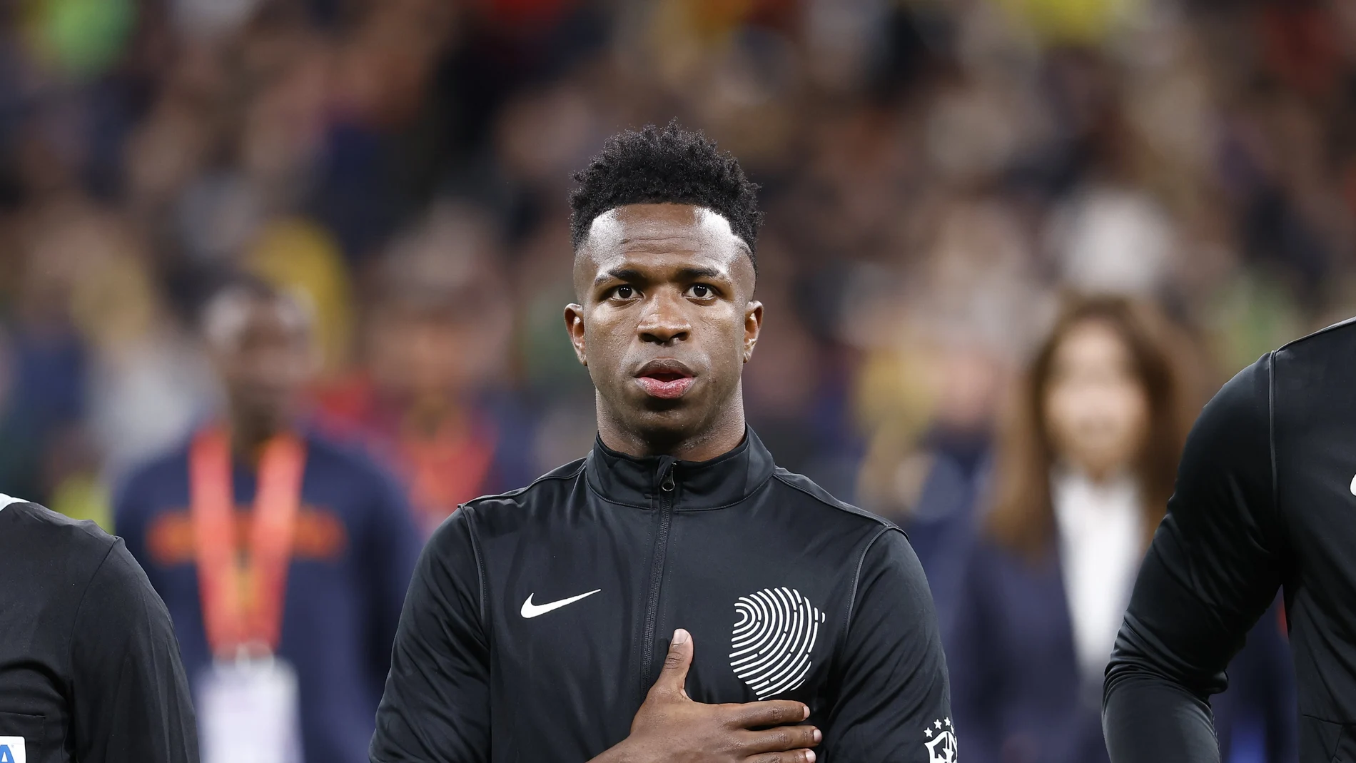 Vinicius, antes del partido contra el racismo entre España y Brasil