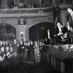 Adolf Hitler 1889-1945. German politician greets Gustav Heinrich Ernst Martin Wilhelm Furtwängler (January 25, 1886 – November 30, 1954) was a German conductor and composer World History Archive 