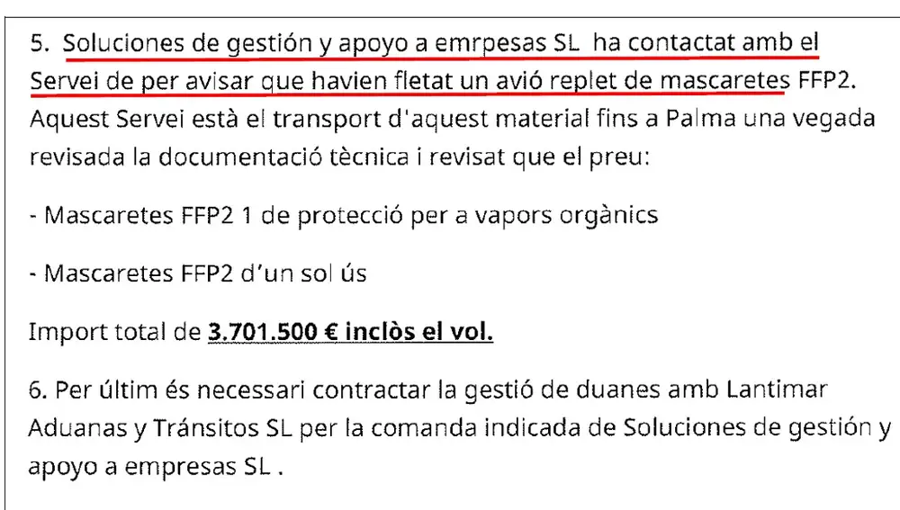 Avión lleno de mascarillas en Baleares