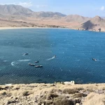 Narcolanchas refugiadas de un reciente temporal en la playa de Los Genoveses, en Cabo de Gata (Níjar), en Almería