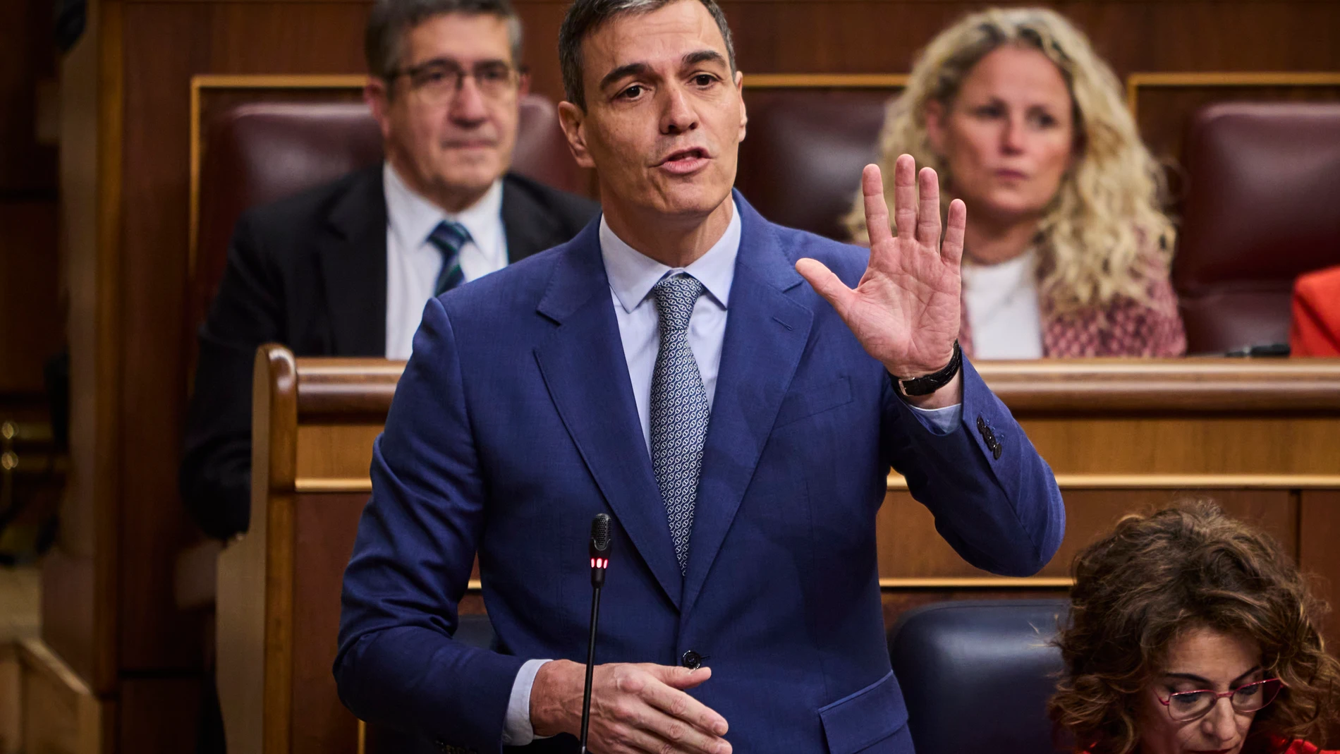 El presidente del Gobierno Pedro Sánchez en la sesión de control al Gobierno en el Congreso de los Diputados. © Alberto R. Roldán / Diario La Razón. 20 03 2024