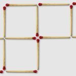 El reto consiste en mover dos de las cerillas para formar cuatro cuadrados iguales, en lugar de los cinco que hay actualmente en la imagen
