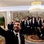 Así ha sido el selfie del capitán del Real Madrid, Sergio Llull, en la audiencia con el Rey
