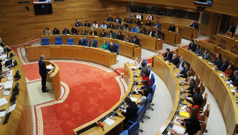 Imagen del Parlamento durante la intervención de Rueda de esta mañana.