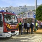 Caseta incendiada en la Feria de Abril