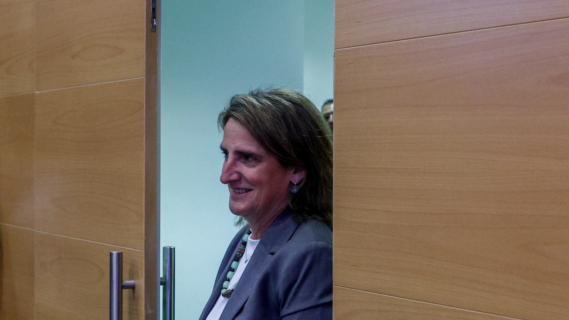 La vicepresidenta tercera y Ministra para la Transición Ecológica y el Reto Demográfico, Teresa Ribera, a su llegada a una rueda de prensa en la sede del Ministerio, a 11 de abril de 2024, en Madrid (España). Teresa Ribera ha recibido hoy al presidente de la Junta de Castilla y León para mantener un encuentro de trabajo, con el fin de abordar proyectos de la Comunidad, así como otras cuestiones en las que ambos ejecutivos mantienen diferencias, como el régimen de protección del lobo. 11 ABRI...