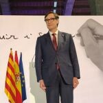 El candidato del PSC a la Presidencia de la Generalitat, Salvador Illa, en la conferencia 'Unir i servir'