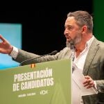 El presidente de Vox, Santiago Abascal, en un acto de presentación de las listas a las elecciones catalanas en Terrassa (Barcelona)