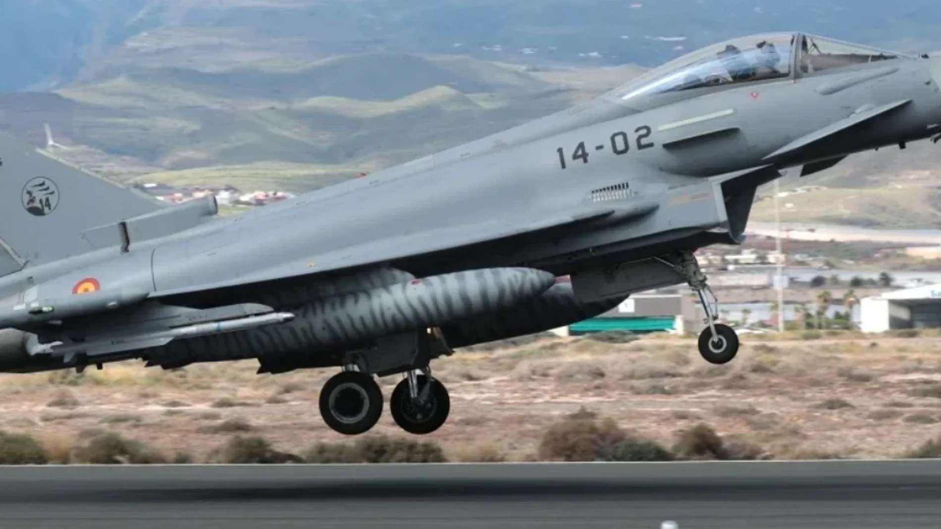 Un ejemplar de los Eurofighter de Albacete que ha viajado hasta Rumanía