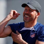 Simeone, en el entrenamiento del Atlético de Madrid