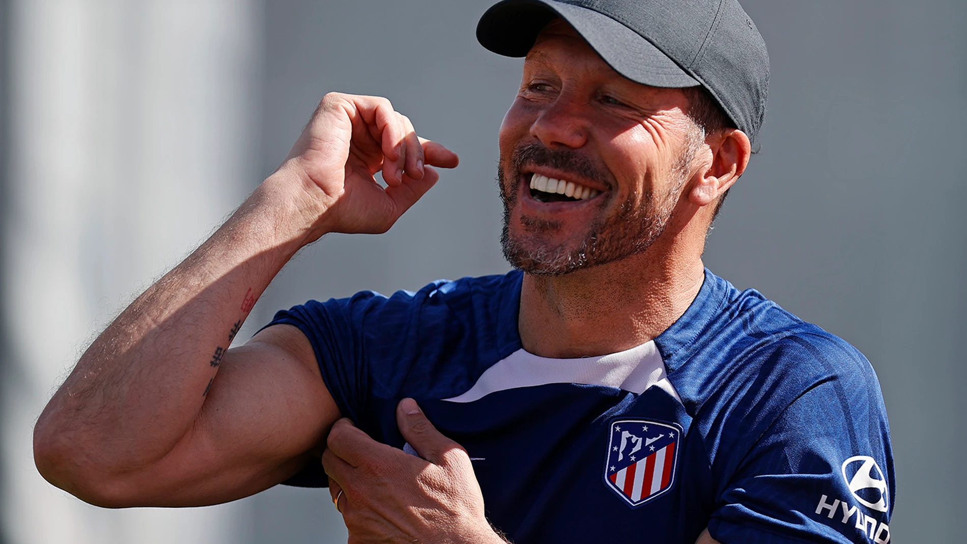 Simeone, en el entrenamiento del Atlético de Madrid