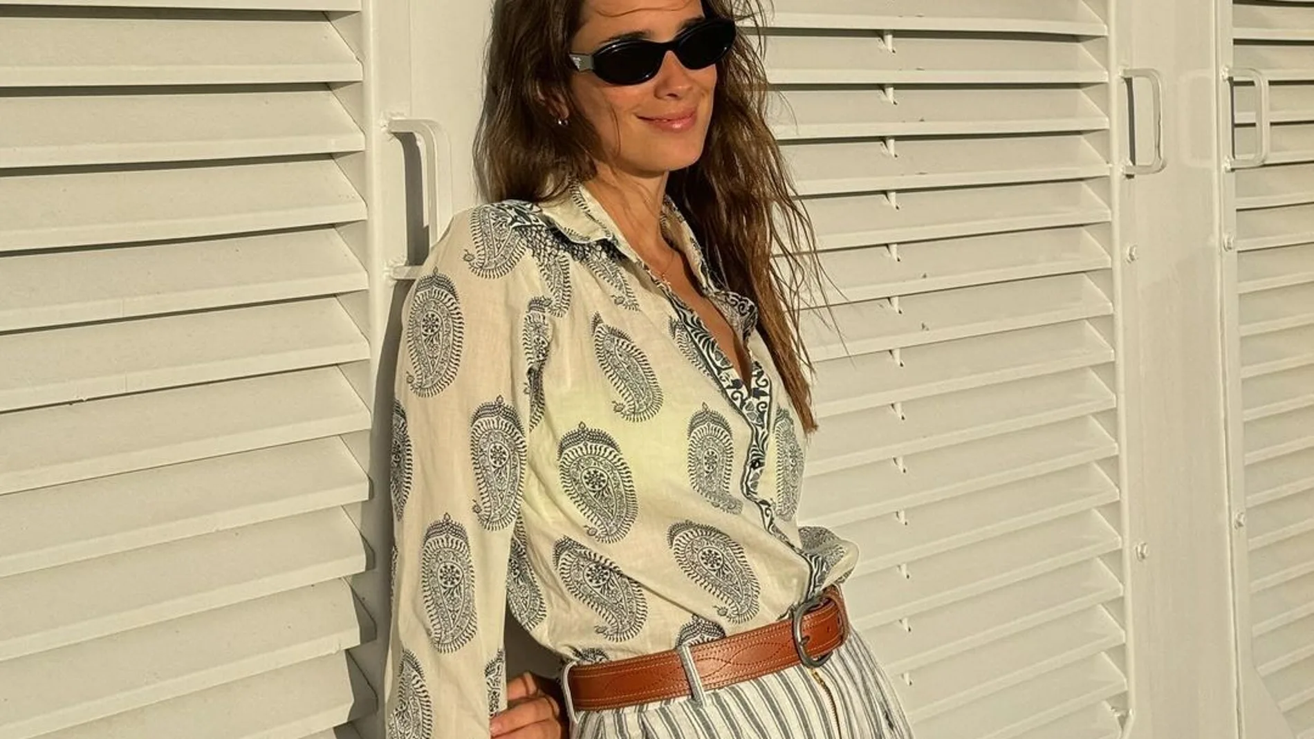María Pombo con conjunto de firma española.