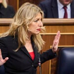 Yolanda Diaz en la sesión de control del Gobierno este miércoles celebrado en el Congreso en un ambiente político marcado por las tractoradas de los agricultores, la tramitación de la ley de Amnistía y la campaña electoral gallega © Alberto R. Roldán / Diario La Razón. 07 02 2024