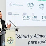 Bernardo Kanahuati, CEO de Bayer en España y Portugal, durante la presentación de los resultados anuales de la compañía.