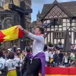 Aficionados madridistas en la ciudad de Mánchester esta tarde