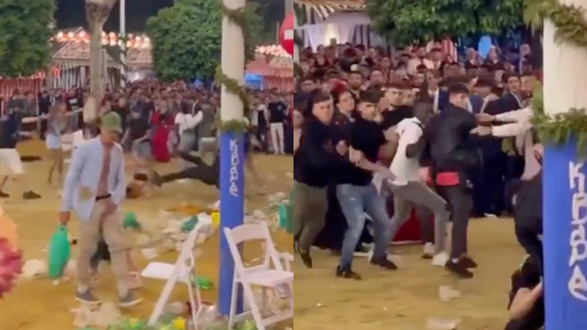 Pelea con sillas y botellas en la Feria de Abril de Sevilla