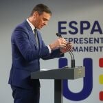 Spain's Prime minister Pedro Sanchez during a special meeting of the European Council in Brussels, Belgium, 18 April 2024.