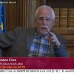 El escritor Luis Mateo Díez, Premio Cervantes 2023, durante un acto en la Biblioteca Nacional