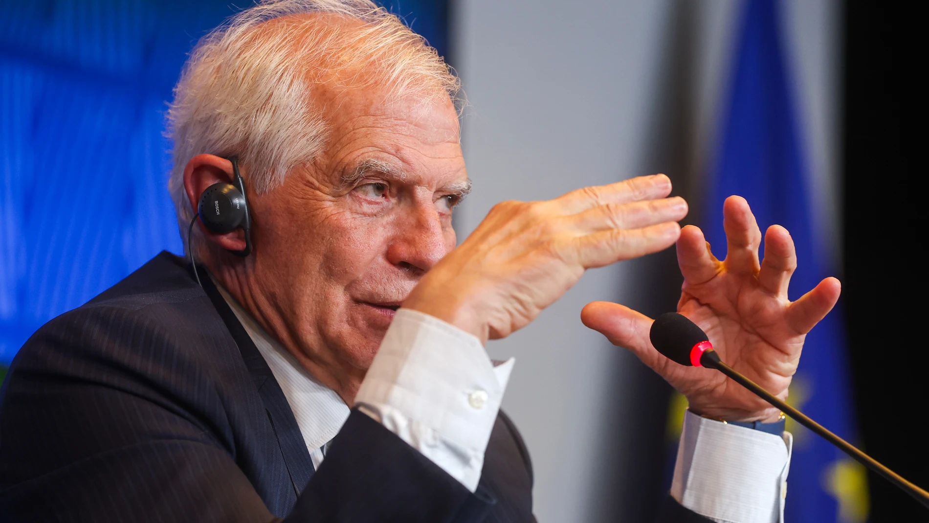 Luxembourg (Luxembourg), 22/04/2024.- High Representative of the European Union for Foreign Affairs and Security Policy, Josep Borrell, gives a press conference at the end of a European Foreign Affairs Council, in Luxembourg, 22 April 2024. The EU foreign ministers, joined by defense ministers, gathered in Luxembourg on 22 April for their monthly council meeting to discuss Russia's aggression against Ukraine and the situation in the Middle East, including developments on the ground and in the...