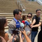 Juan Gonzalo Ospina, a su salida hoy, 23 de abril, en el receso para la comida