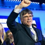Acto de inicio de campaña de Junts+ Puigdemont para el 12M del PSC en Argelès (Francia)