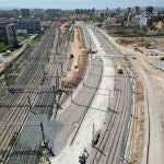 Imagen de los trabajos que se desarrollan en la entrada de Valencia