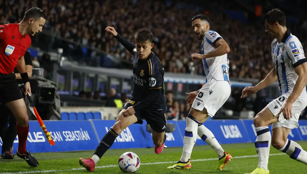 Arda Güler, en el partido entre la Real Sociedad y el Real Madrid