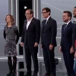 Los candidatos a las elecciones catalanas en el debate electoral de RTVE, el 2 de mayo de 2024.