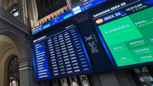 El principal selectivo español, el IBEX 35, sube el 0,48 % tras la apertura de este jueves, y recupera los 10.900 puntos, con el Sabadell disparado más del 7 %, después de que el BBVA, que baja más del 2 %, haya ofrecido casi 11.500 millones de euros para hacerse con la entidad. 