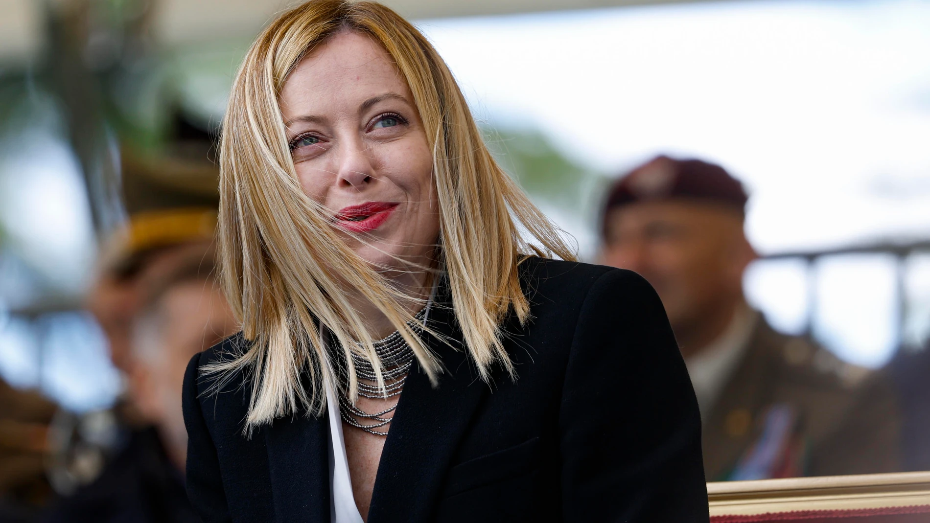 Rome (Italy), 03/05/2024.- Italian Prime Minister Giorgia Meloni attends the Army Celebration for the 163rd anniversary of the establishment of the Armed Force, Rome, Italy, 03 May 2024. (Italia, Roma) EFE/EPA/FABIO FRUSTACI
